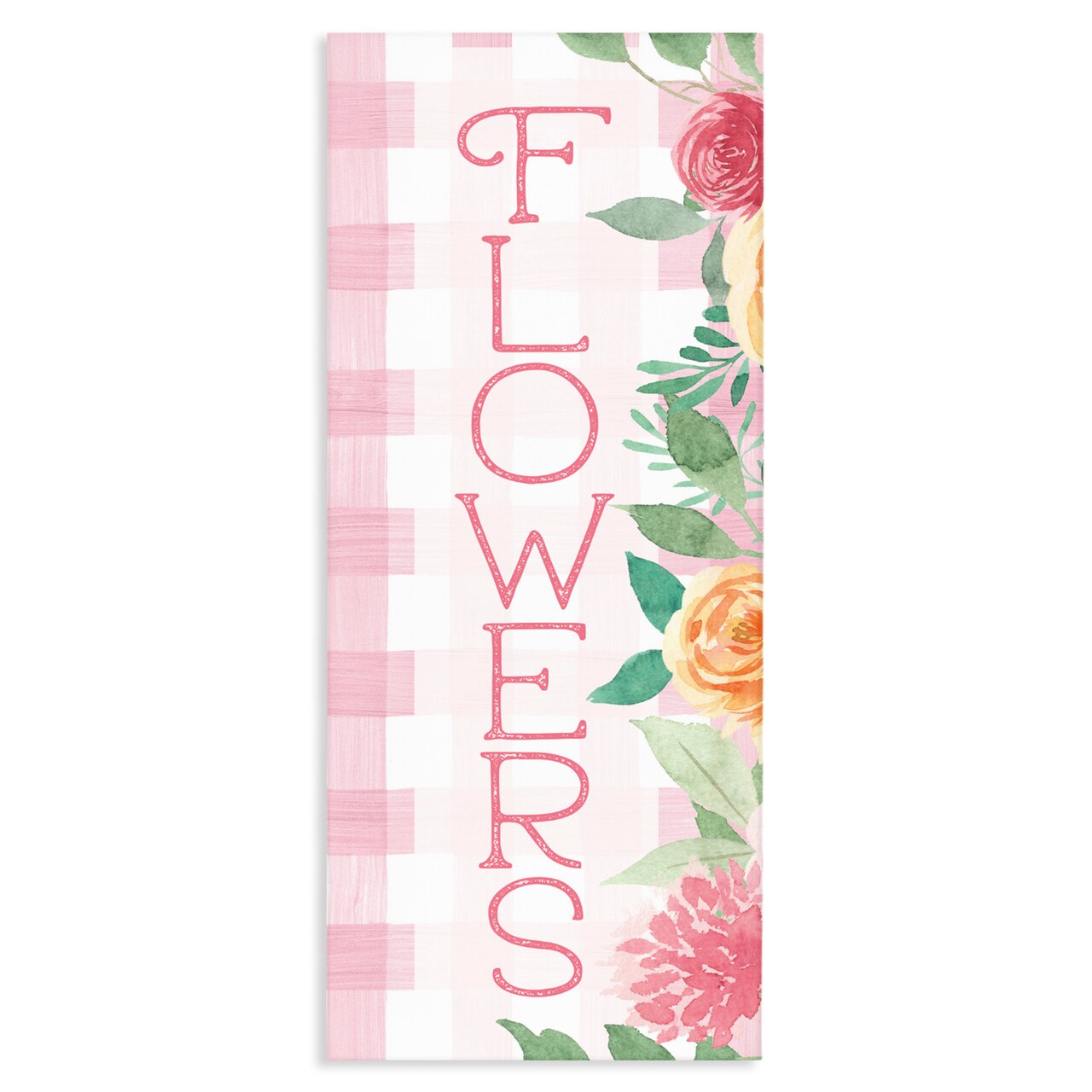 Stupell Industries Pink Gingham & Flowers Canvas, design by Lux + Me Designs
